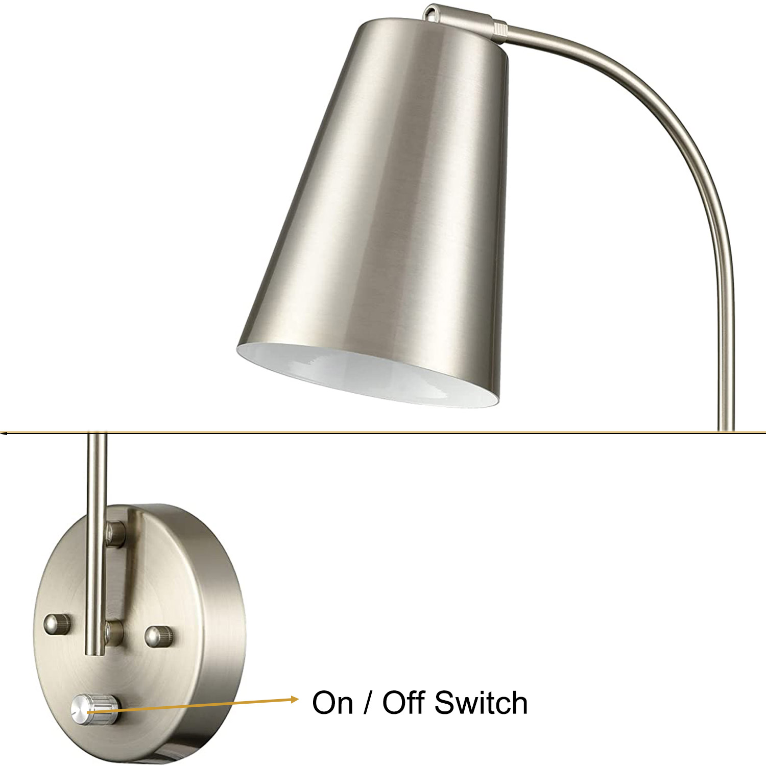 Modern Plug in Wall Sconce with Cord Set of 2 Brushed Nickel Wall Light