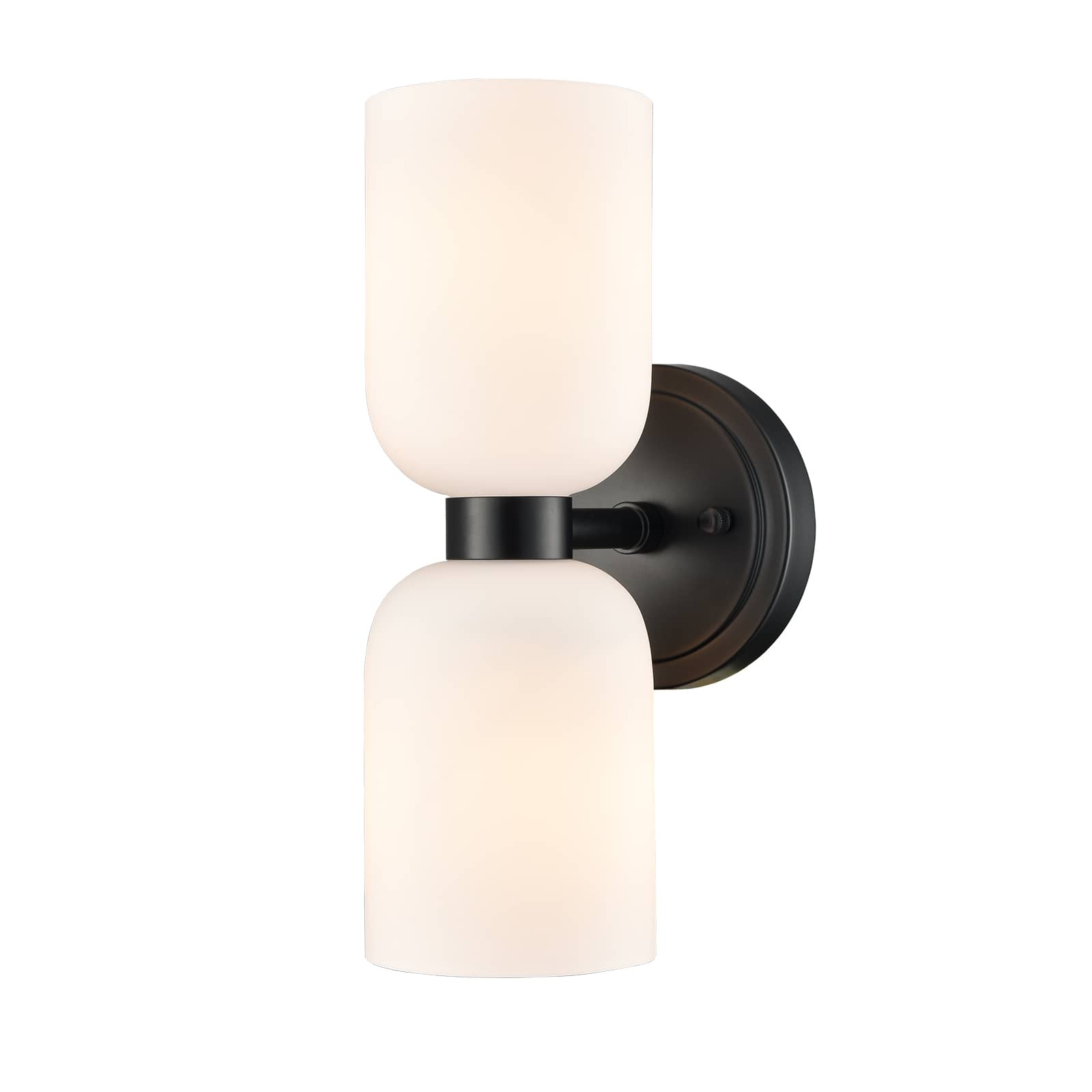 Farmhouse Wall Sconce with Milky Glass Shades Black FinishDimmable