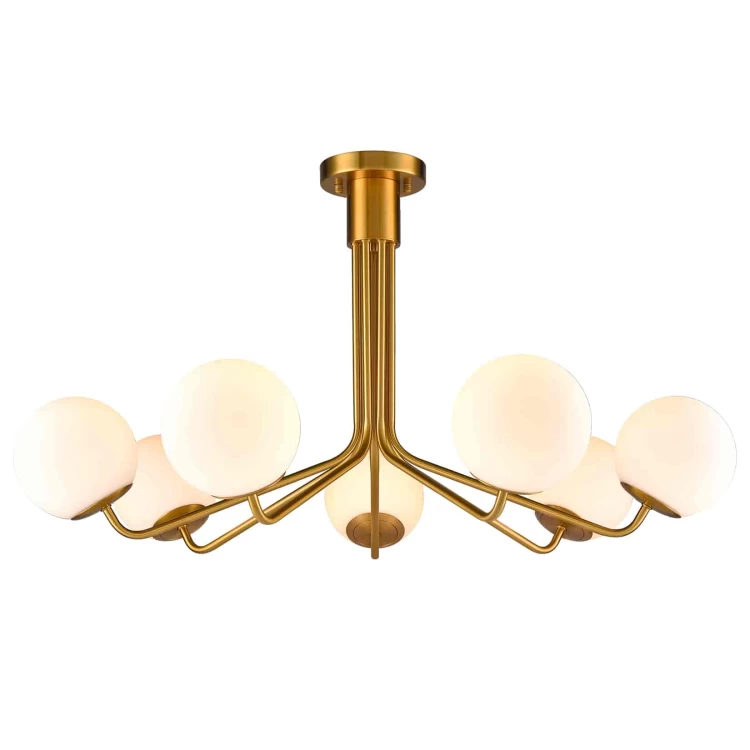 MidCentury Modern Gold Semi Flush Mount Ceiling Light 7Light Globe Chandelier Light Claxy