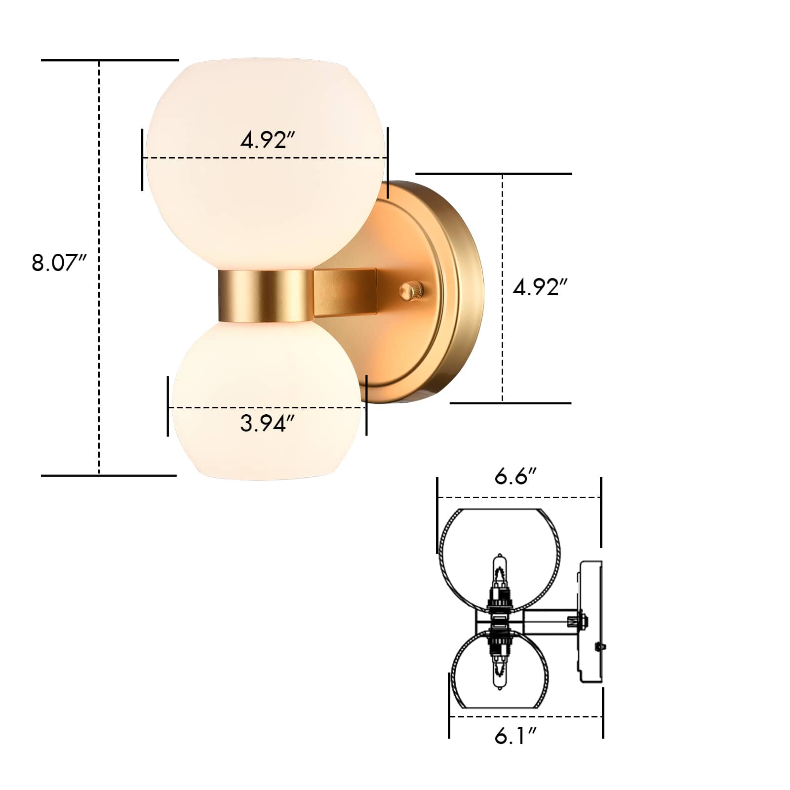 Modern Indudtrial Gold Wall Sconce Glass Shade Set of 2