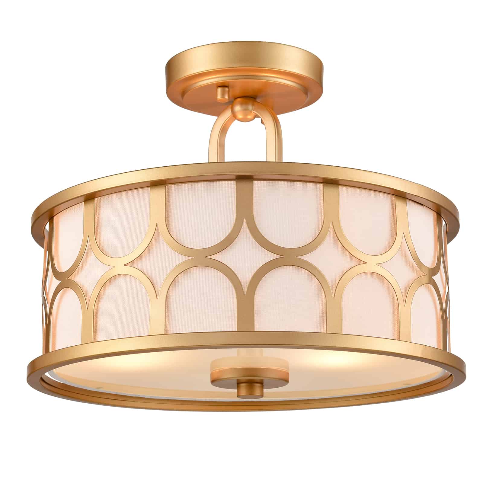 Gold Semi Flush Mount Ceiling Light Drum light Fixture