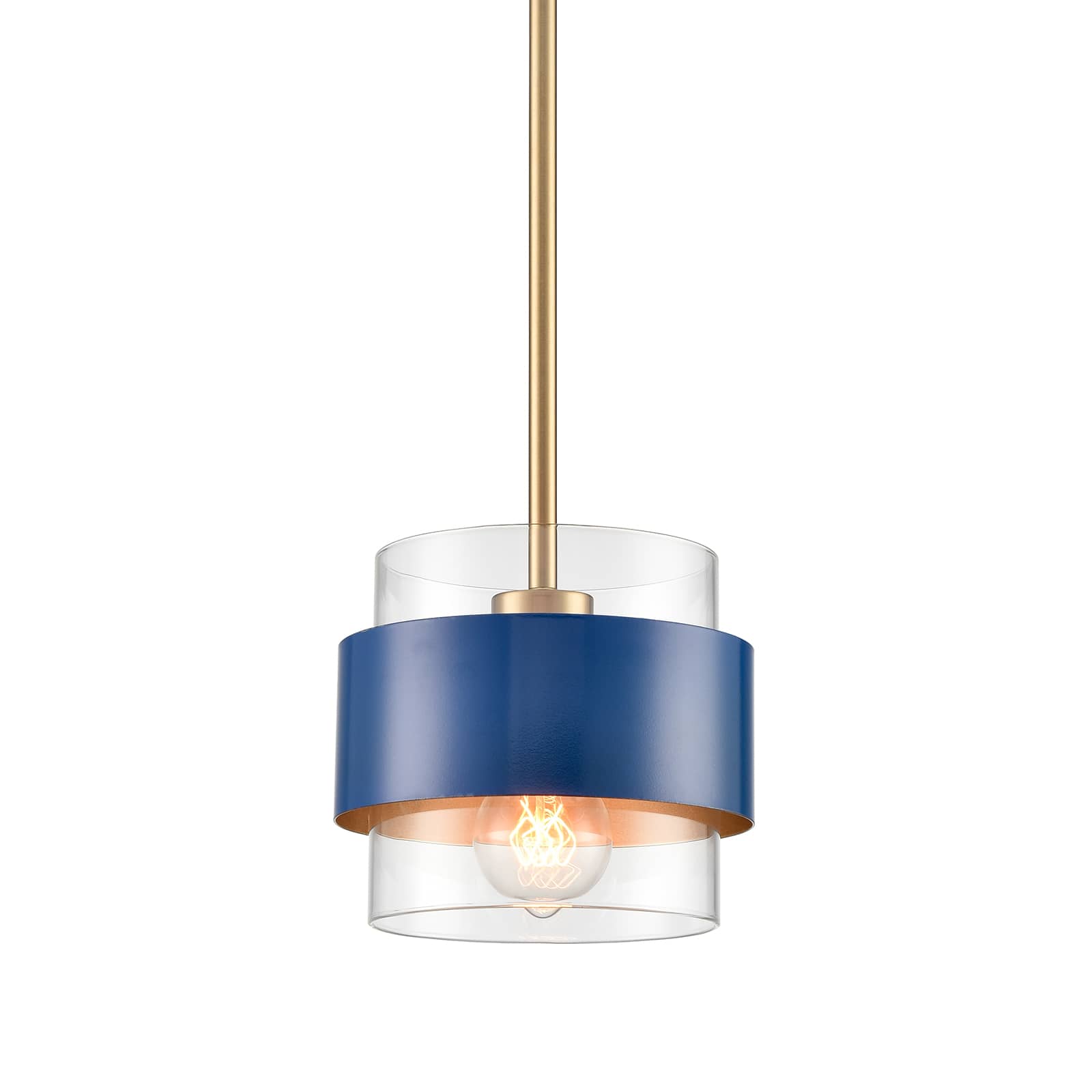 Modern Glass Kitchen Pendant Light Dimmable Light with Blue Finish