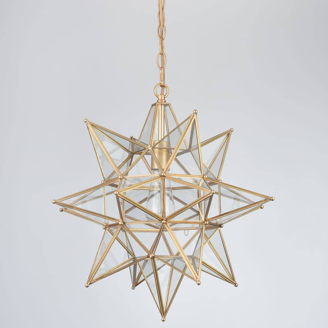Modern Star Pendant Light Boho Gold Hanging Ceiling Light with Clear Glass