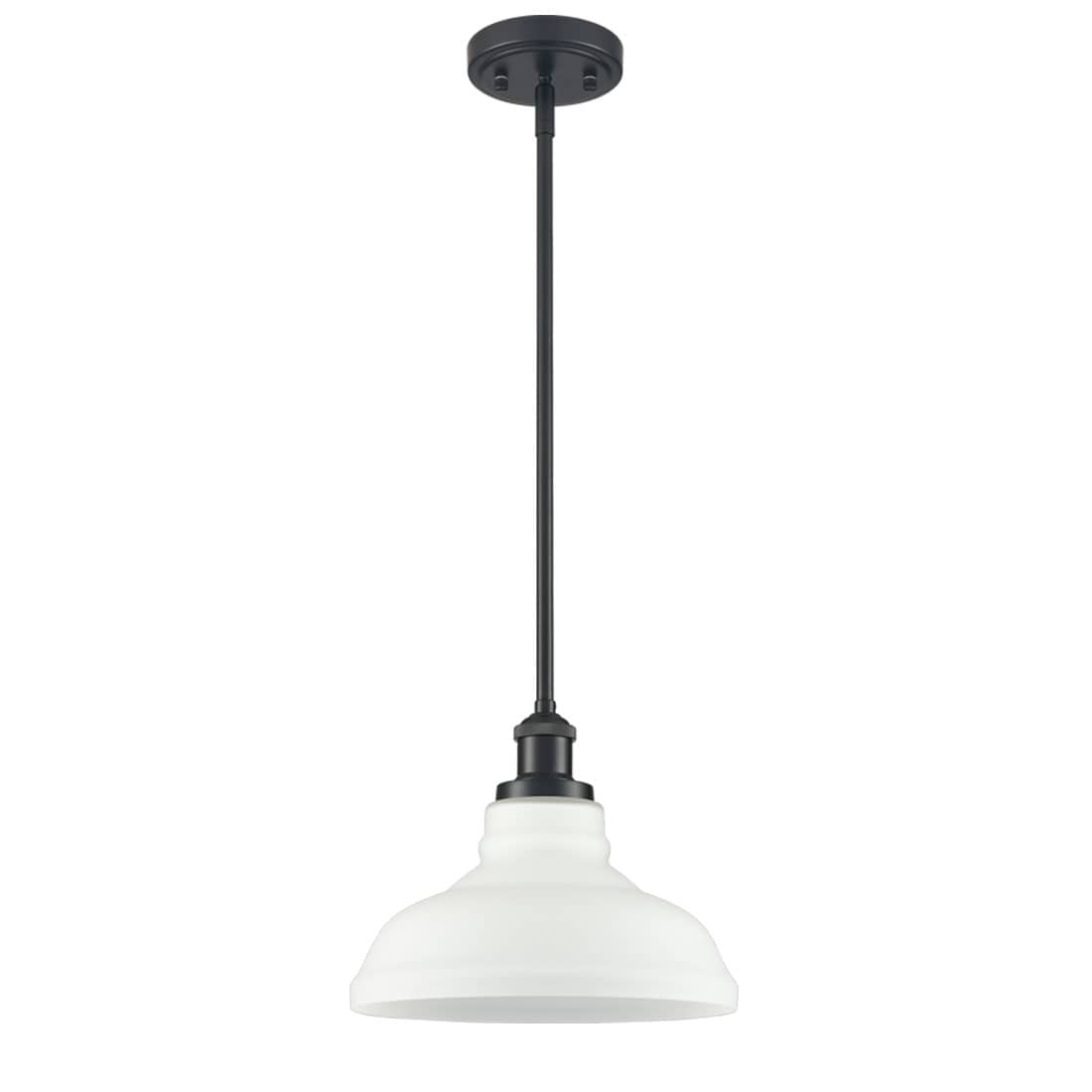 Black Pendant Lighting for Kitchen Island with Opal Glass Shade