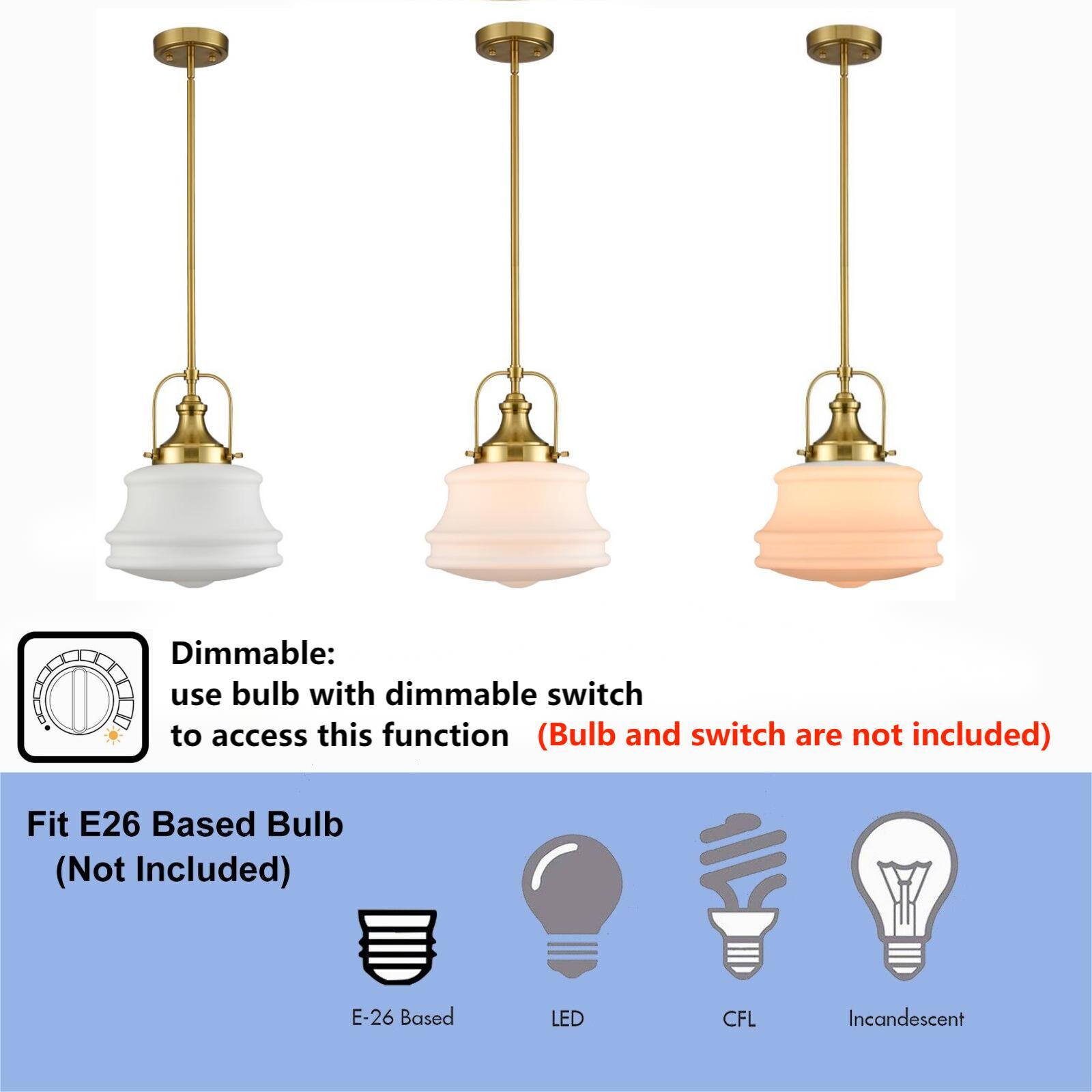 Industrial Pendant Light Fixtures Gold Schoolhouse Hanging Adjustable Light for Kitchen Island