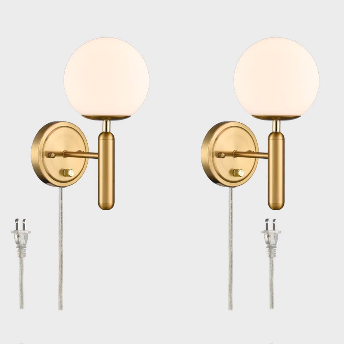 Modern Brass Plug in Wall Sconces Set of 2