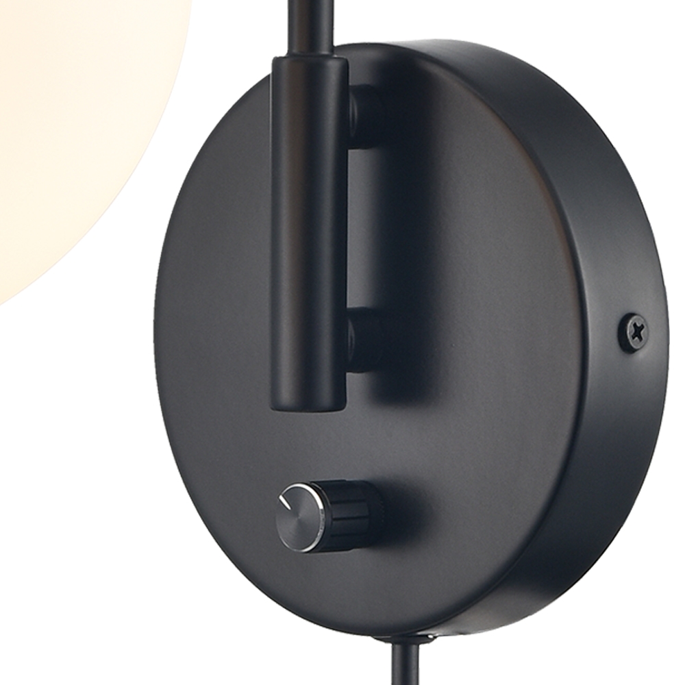 Modern Black Wall Lamp Plug in Wall Light Globe Wall Sconce CLAXY