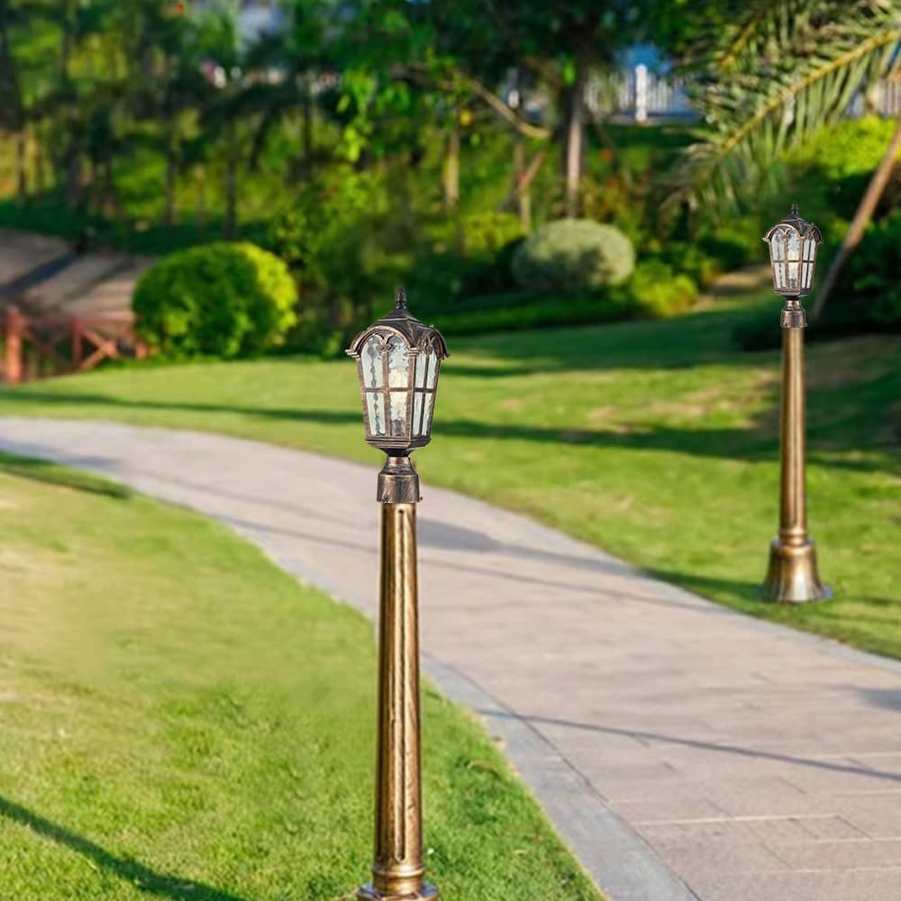 Farmhouse Outdoor Post Light Fixture Pole Lantern Antique Brass