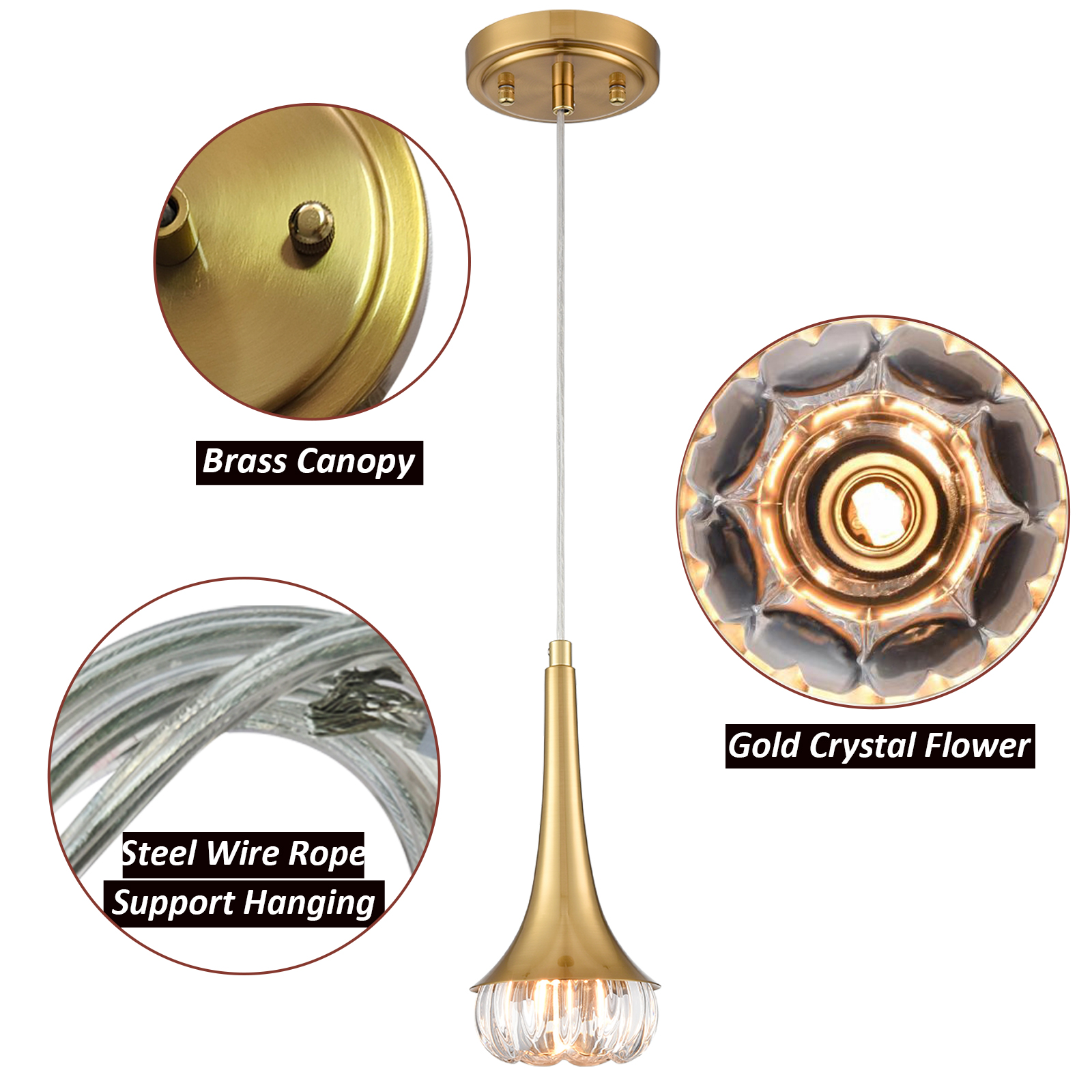 Modern Flower Crystal Pendant Light Fixture G9 Gold Pendant Light Kitchen Island