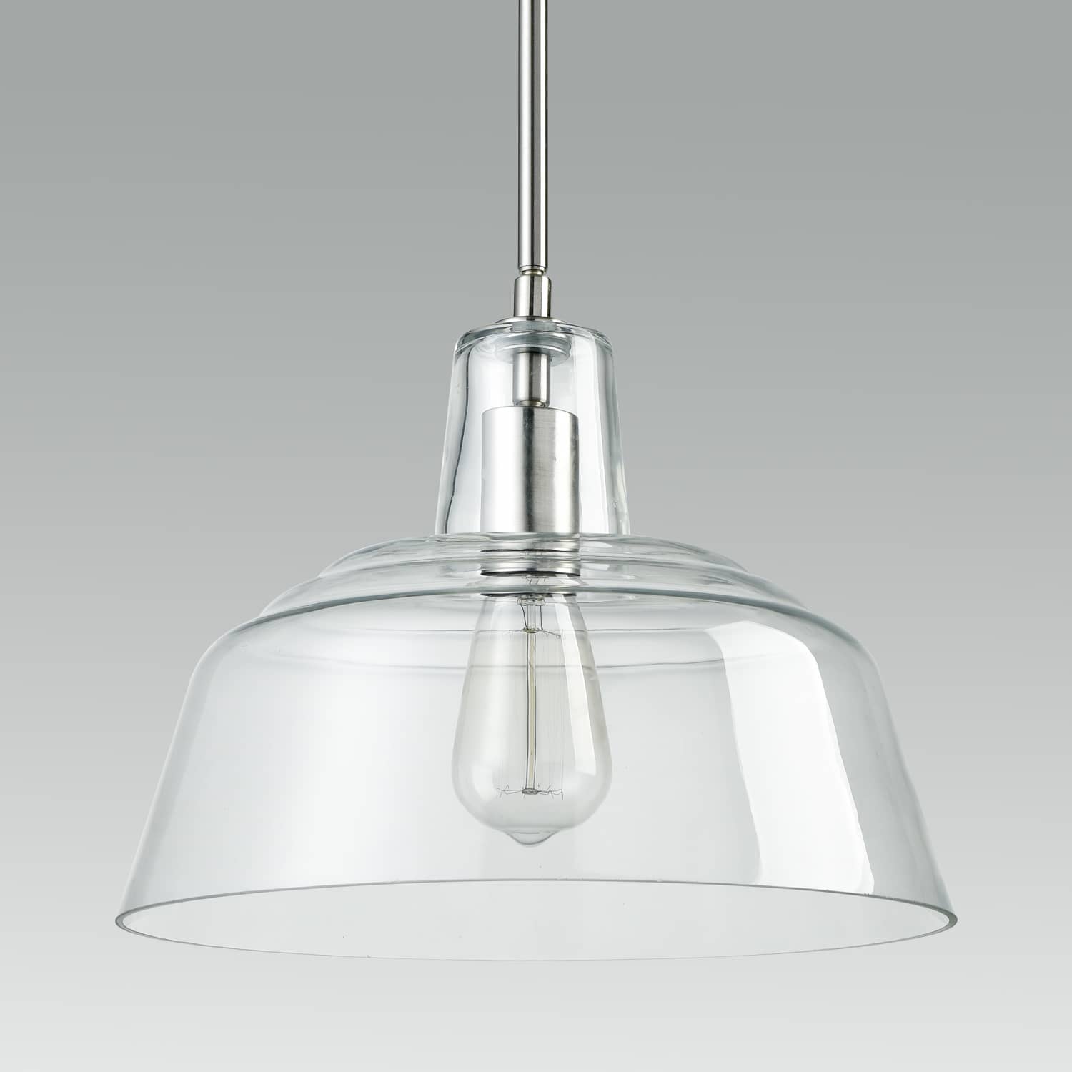 Industrial Pendant Light for Kitchen Island Clear Glass Hanging Light,Brushed Nickel