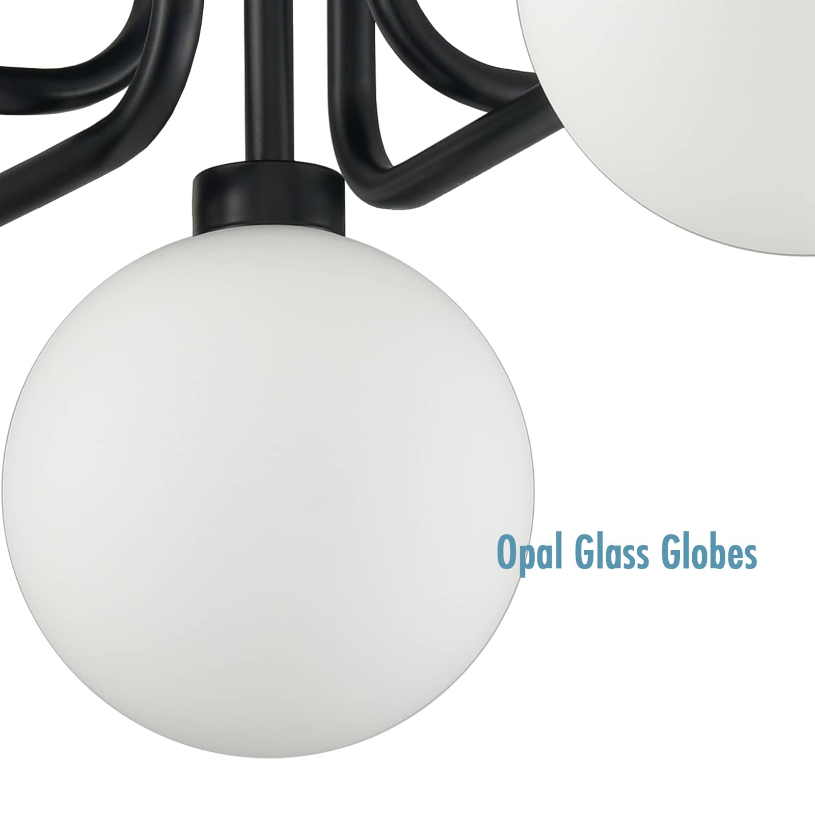 Industrial Semi Flush Mount Ceiling Light Glass Globes Black