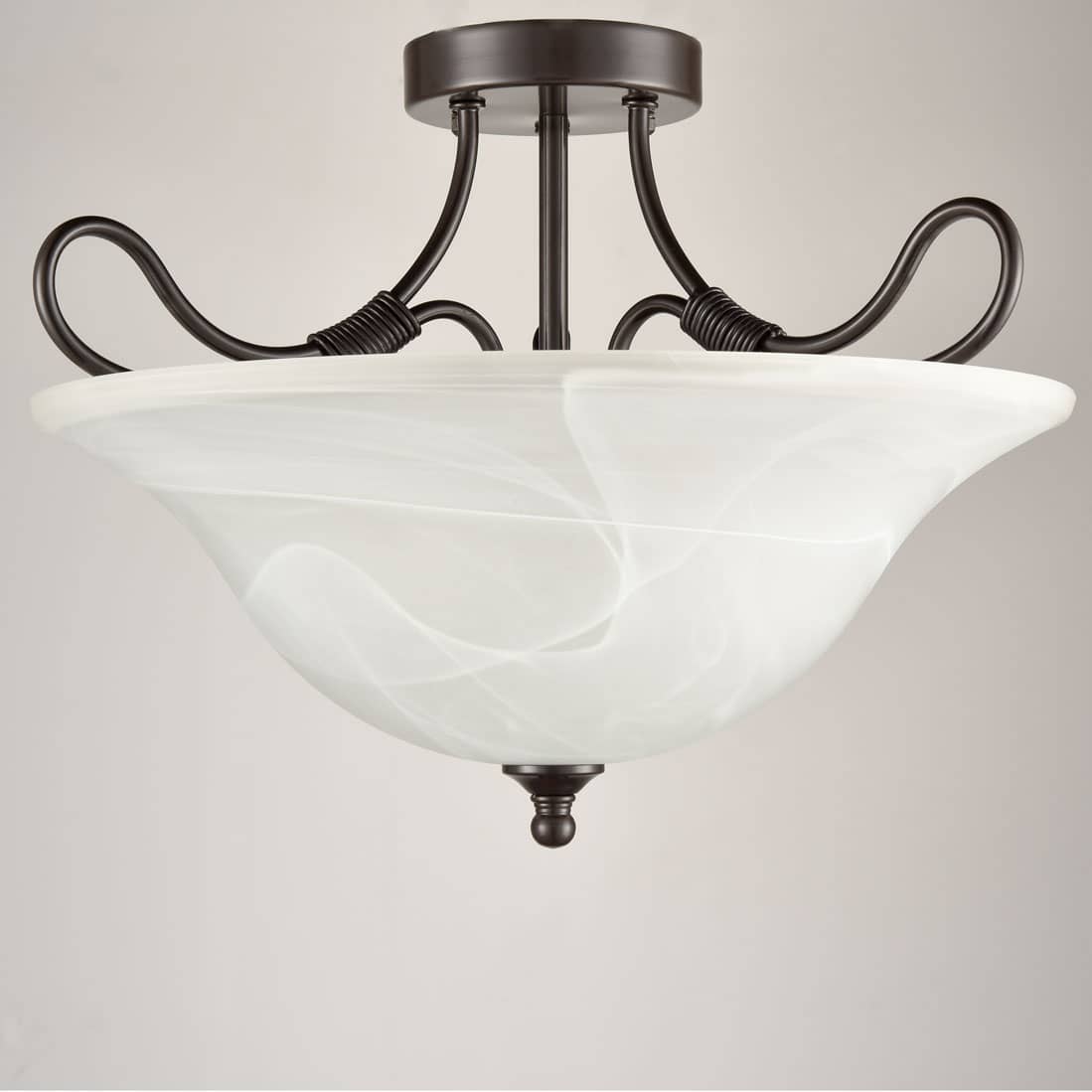 3-Light Transitional Ceiling Light ORB with White Frosted Alabaster Glass