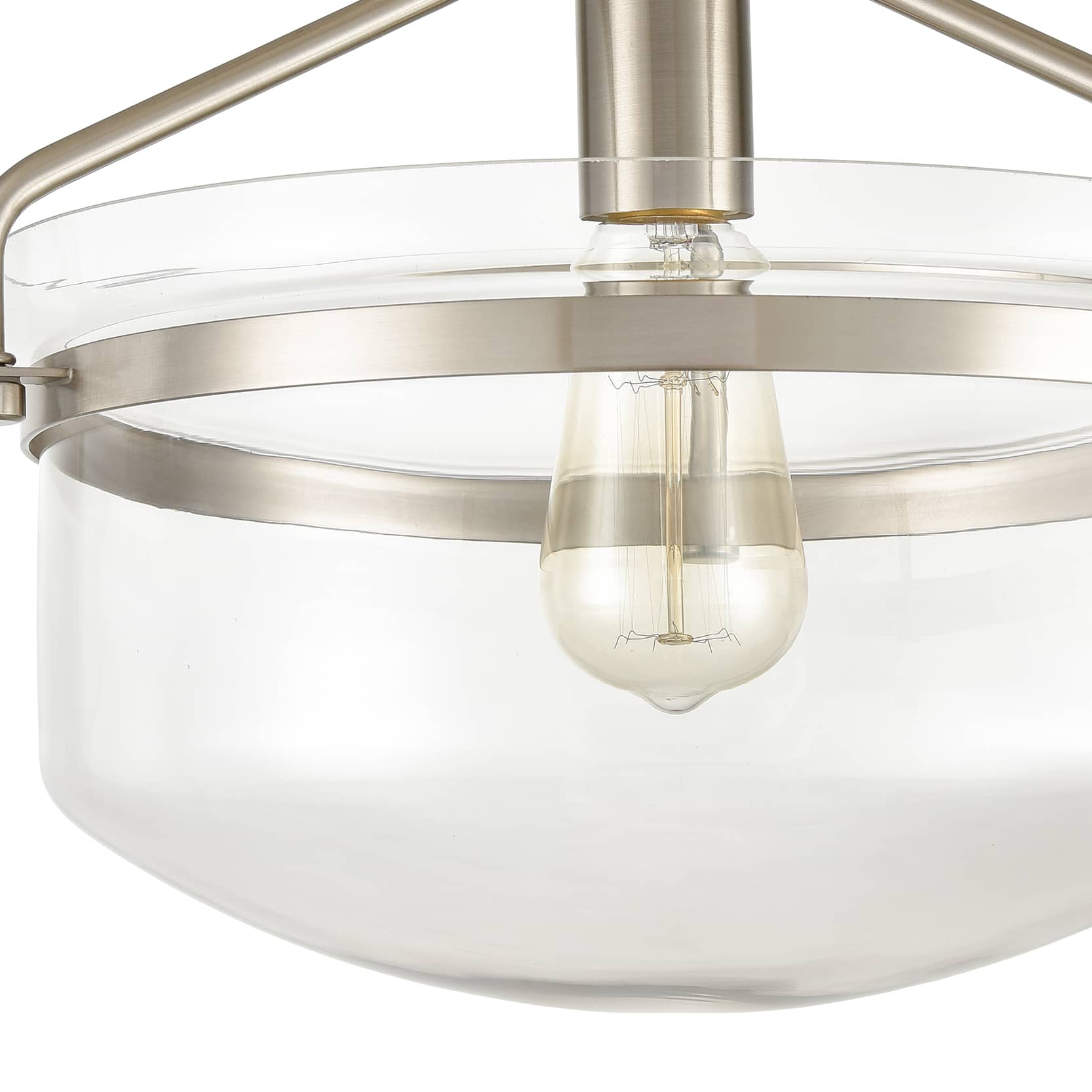 Brushed Nickel Semi-flush Mount Ceiling Light Glass Dome Shade