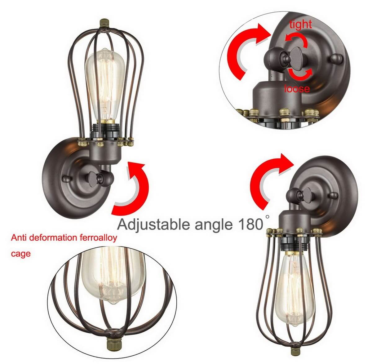 Industrial Bronze Wire Cage Wall Sconces mini 2 Pack Lamps