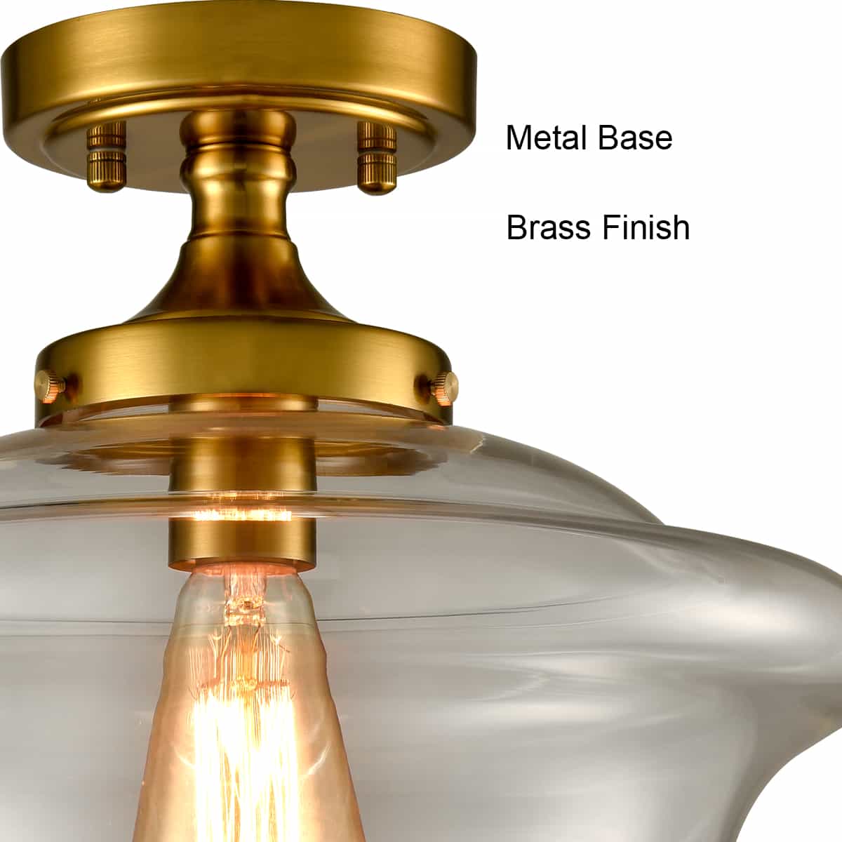 Modern Brass Glass Ceiling Light 1-Light Semi Flush Mount