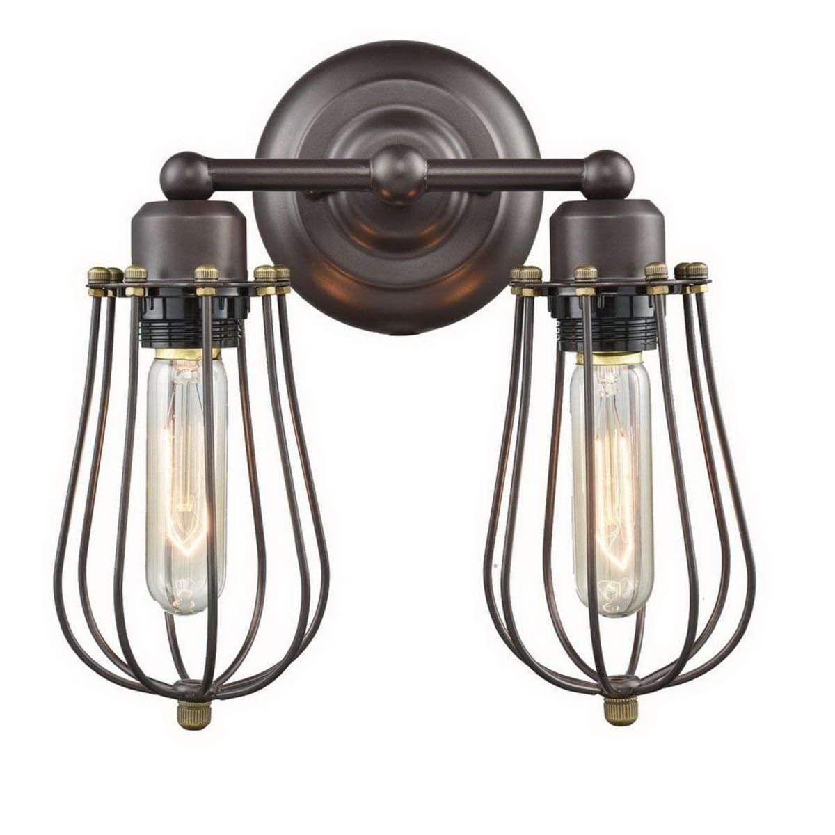 Industrial Oil Rubbed Bronze Wire Cage Wall Sconce-2 Lights