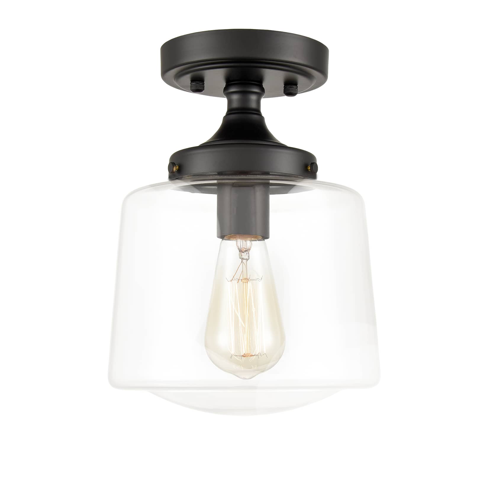 Industrial Semi Flush Mount Ceiling Light Clear Glass Shade