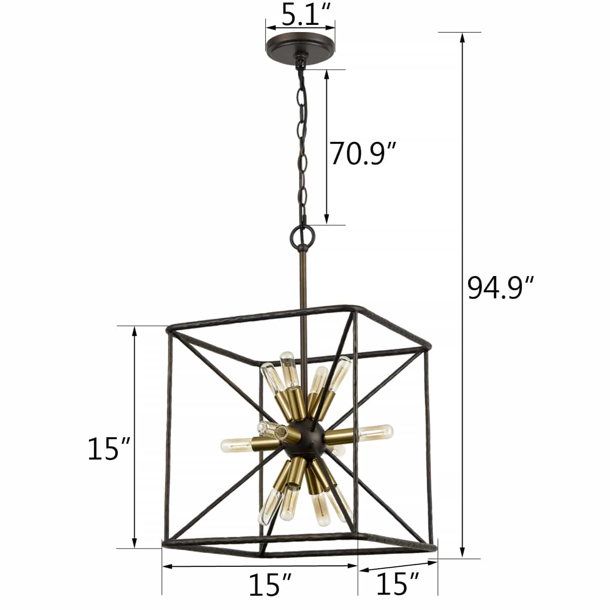 Modern Chandelier 12-Light Cube Pendant Light Kitchen Chandelier Light