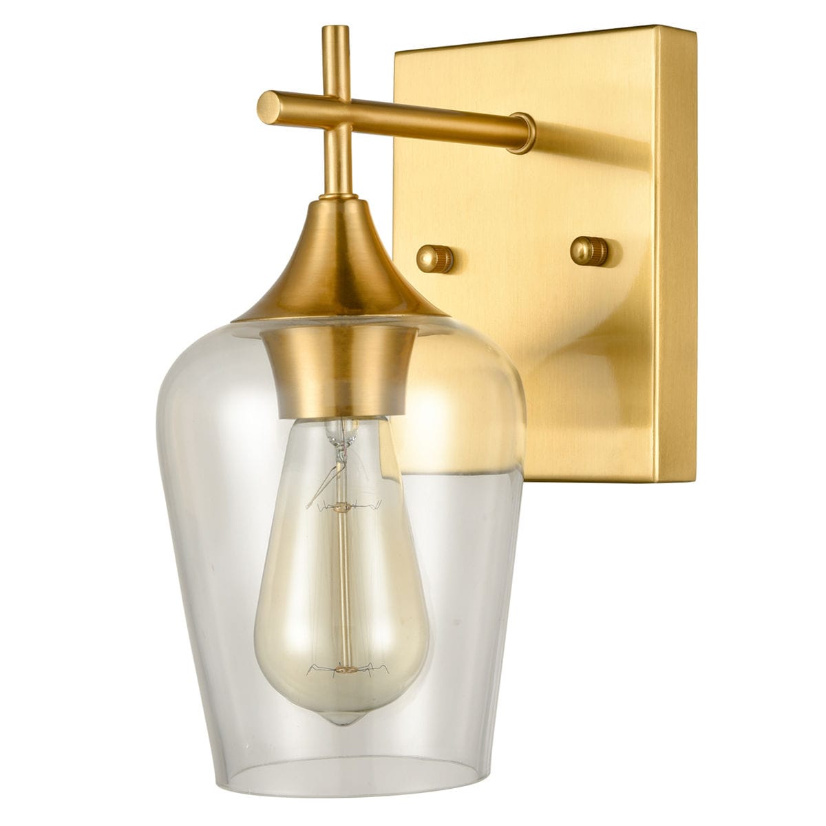 Modern Clear Glass Wall Sconces Brass Bathroom Wall Lights