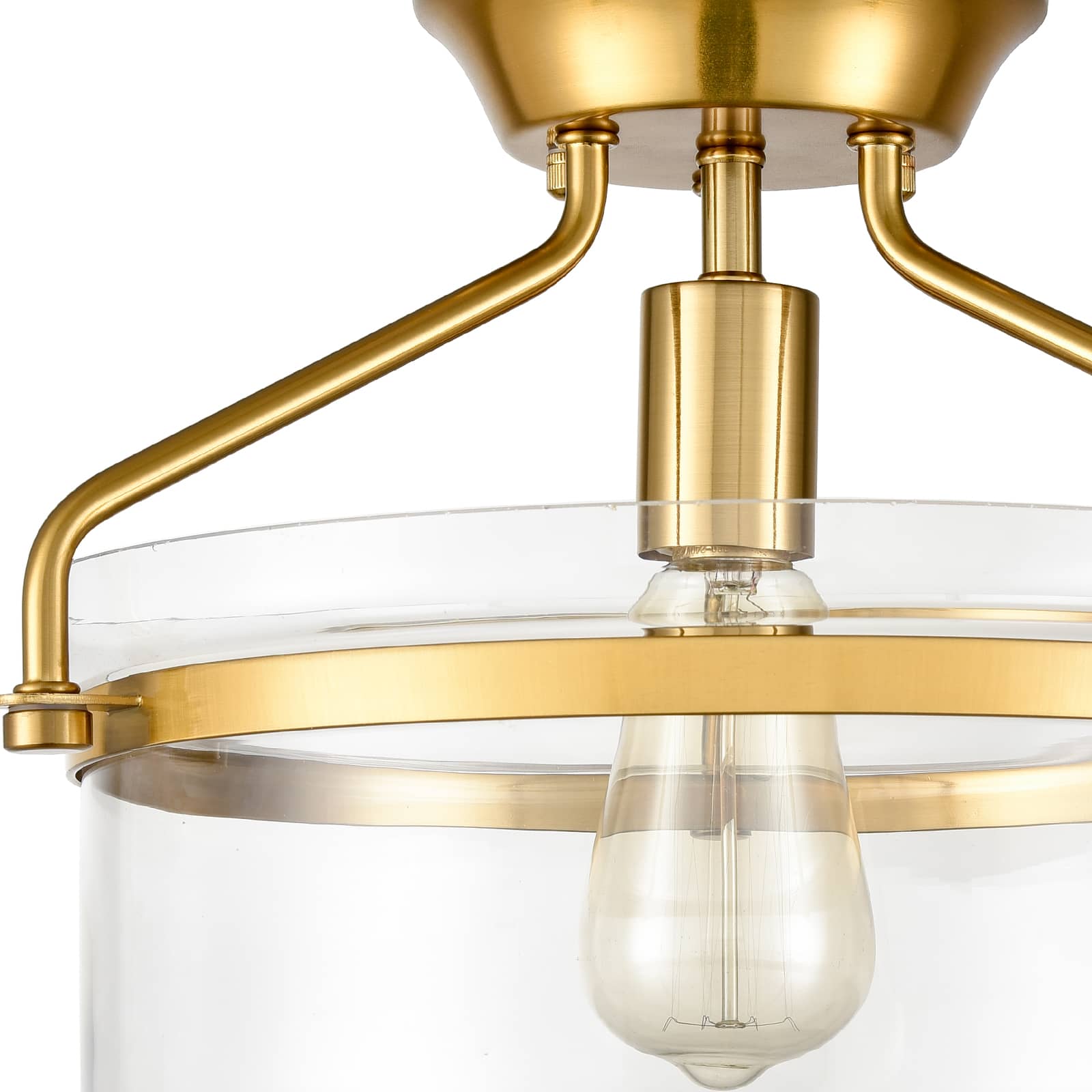 Modern Mid-Century Gold Clear Glass Ceiling Lights Brass