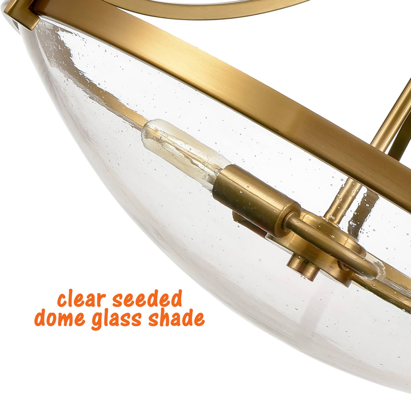 Modern Seeded Glass Pendant Light Brass Finish-3 Light