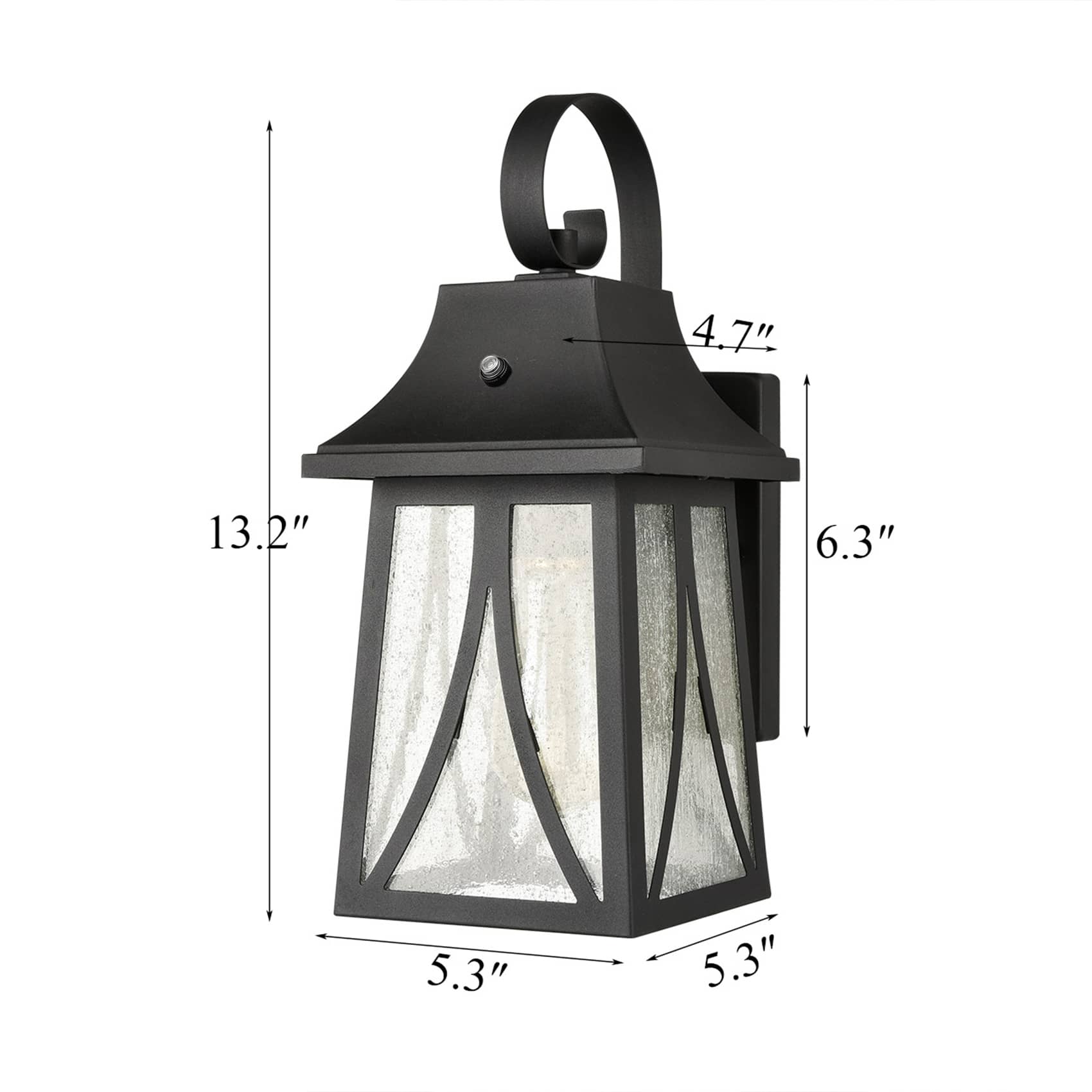 Outdoor Wall Lantern Black Finish with Seeded Glass Shade