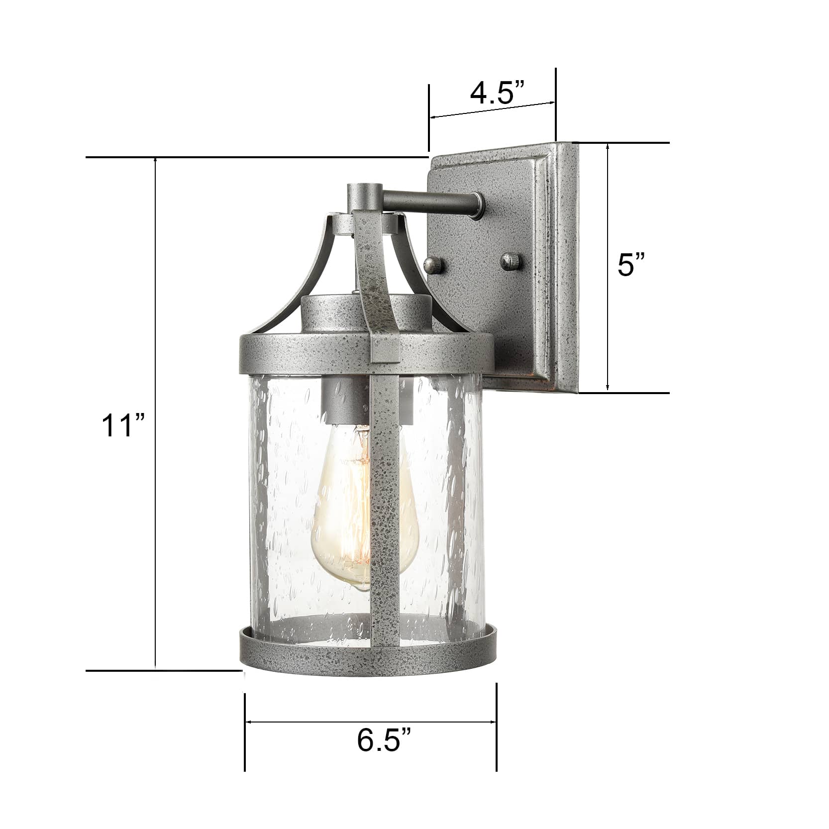 Vintage Outdoor Wall Sconce Seeded Glass Wall Light Fixture