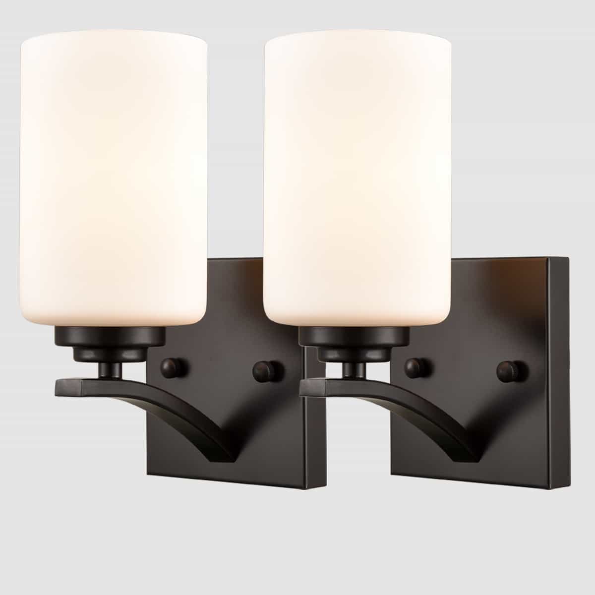 Wall Sconce Set of 2 Cylinder Glass Vanity Lights Black Wall Lighting