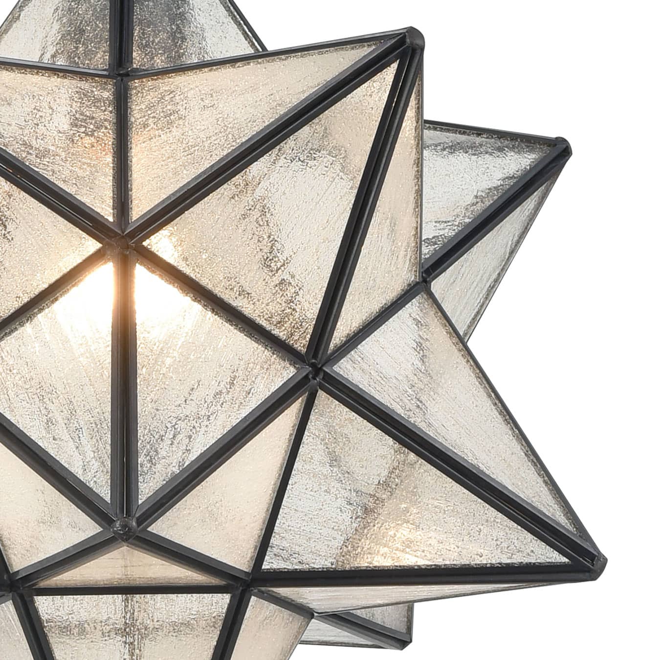 Moravian Star Pendant Light 14-inch Seeded Glass Shade