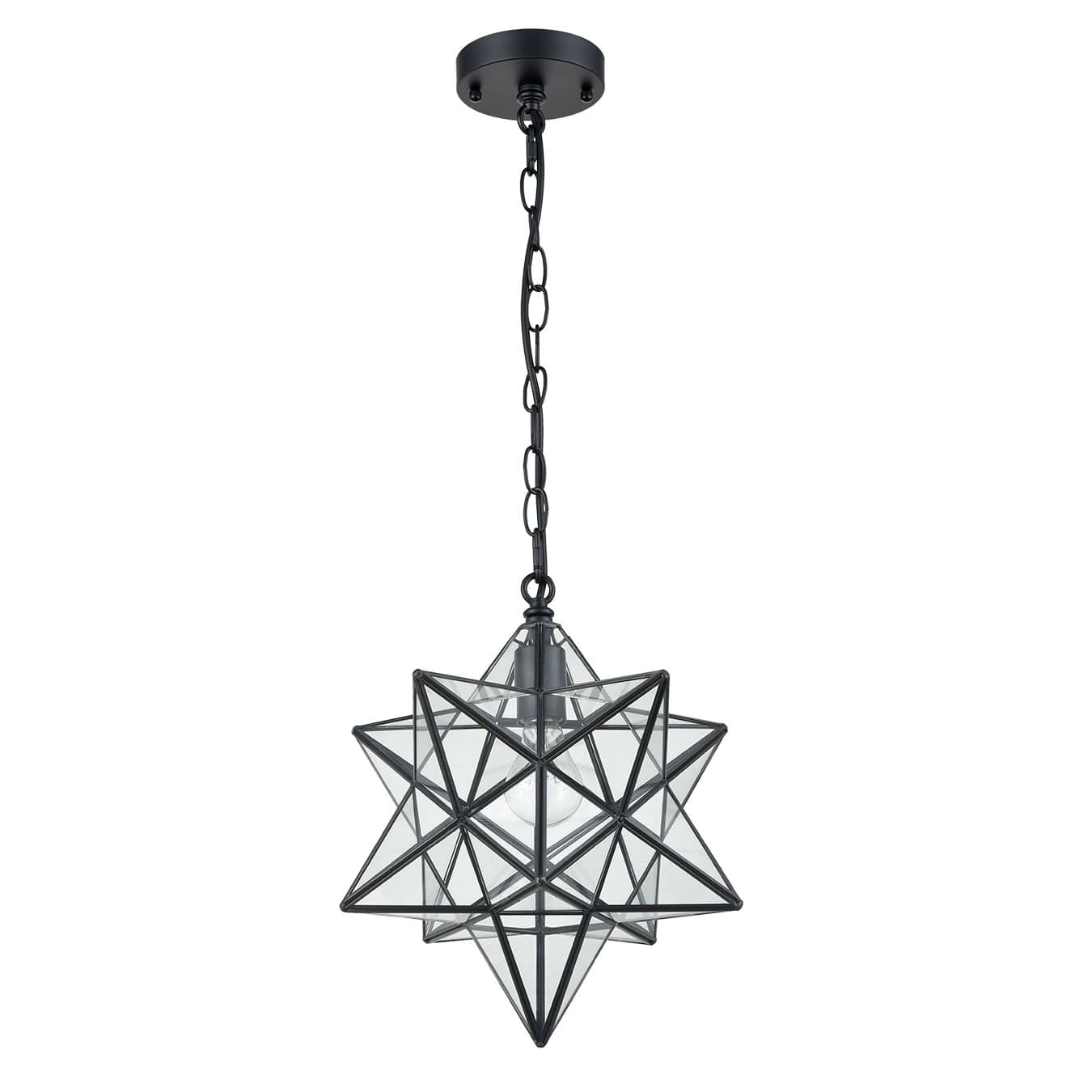 Moravian Star Pendant Lights Clear Glass Shade , 14