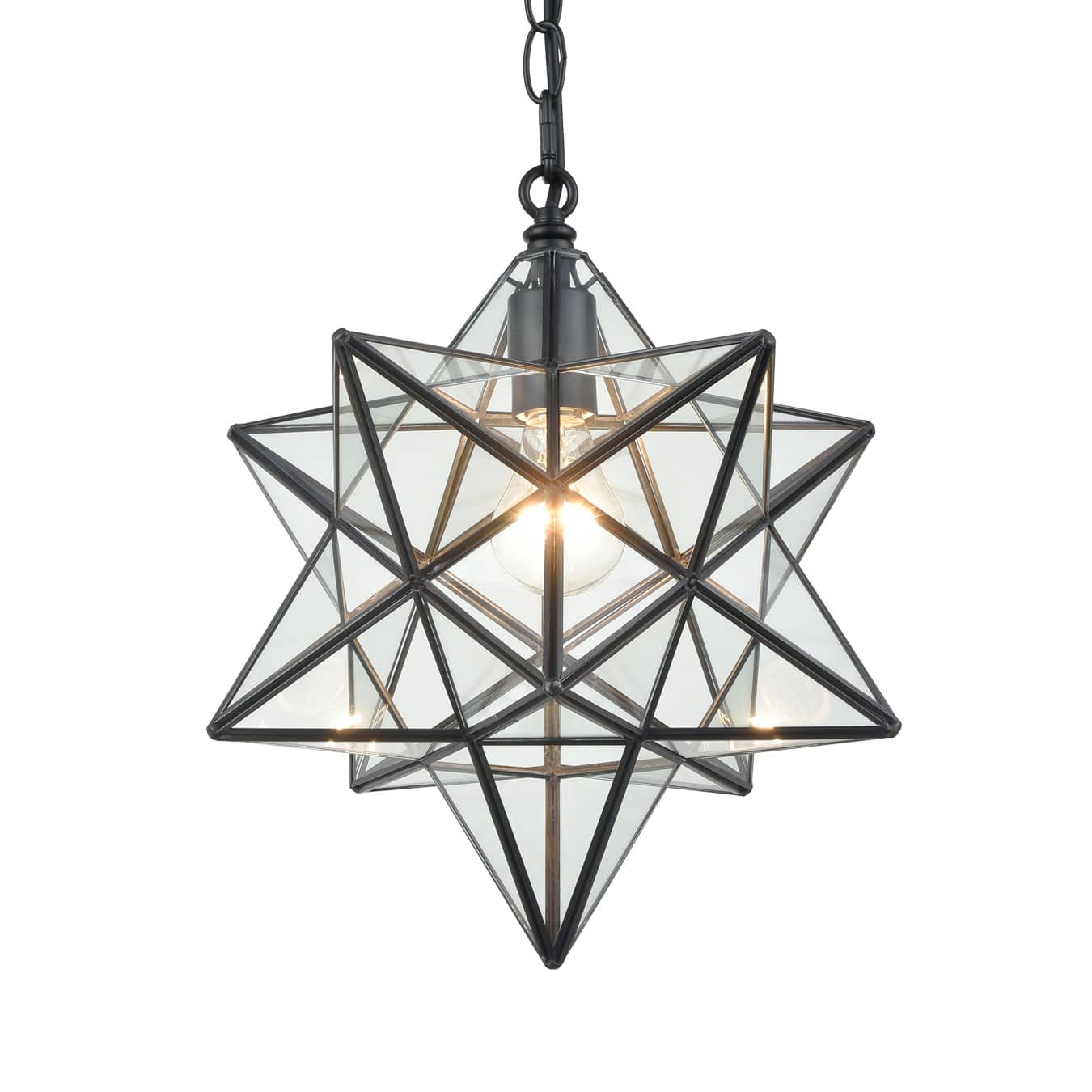 Moravian Star Pendant Lights Clear Glass Shade , 14
