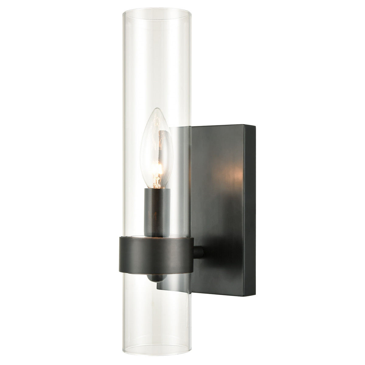 Modern Black Wall Sconce Cylinder Glass for Bathroom