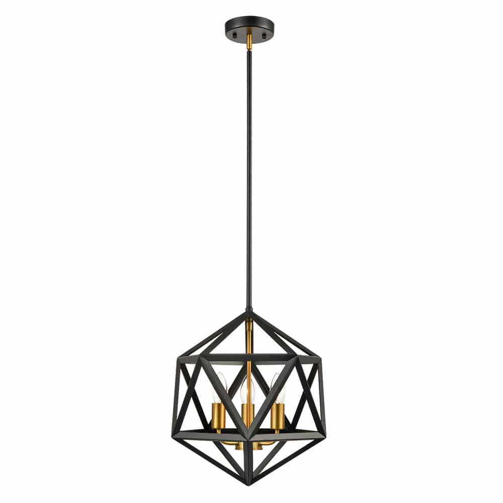Industrial Gold and Black Pendant Lights 3 Light Hanging Lamp