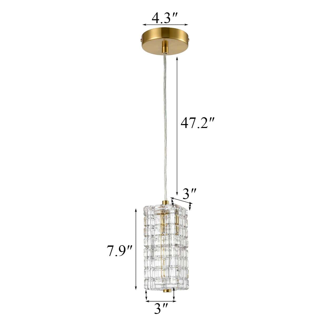 Modern Brass Glass Pendant Lights Crystal Glass Shade