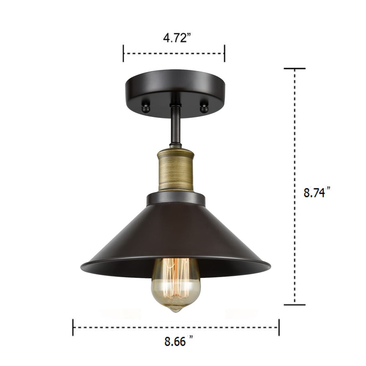 Industrial Mini Bronze Ceiling Light 1 Light Cone Shade Fixture