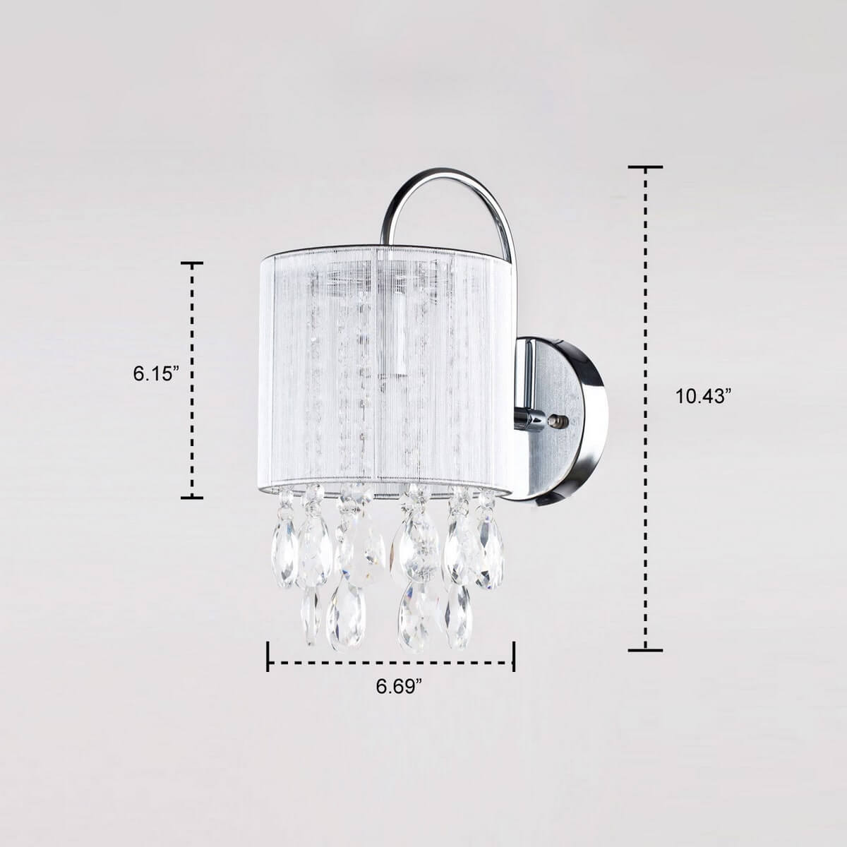 Modern Crystal Wall Sconce Silver String Shade Fixture
