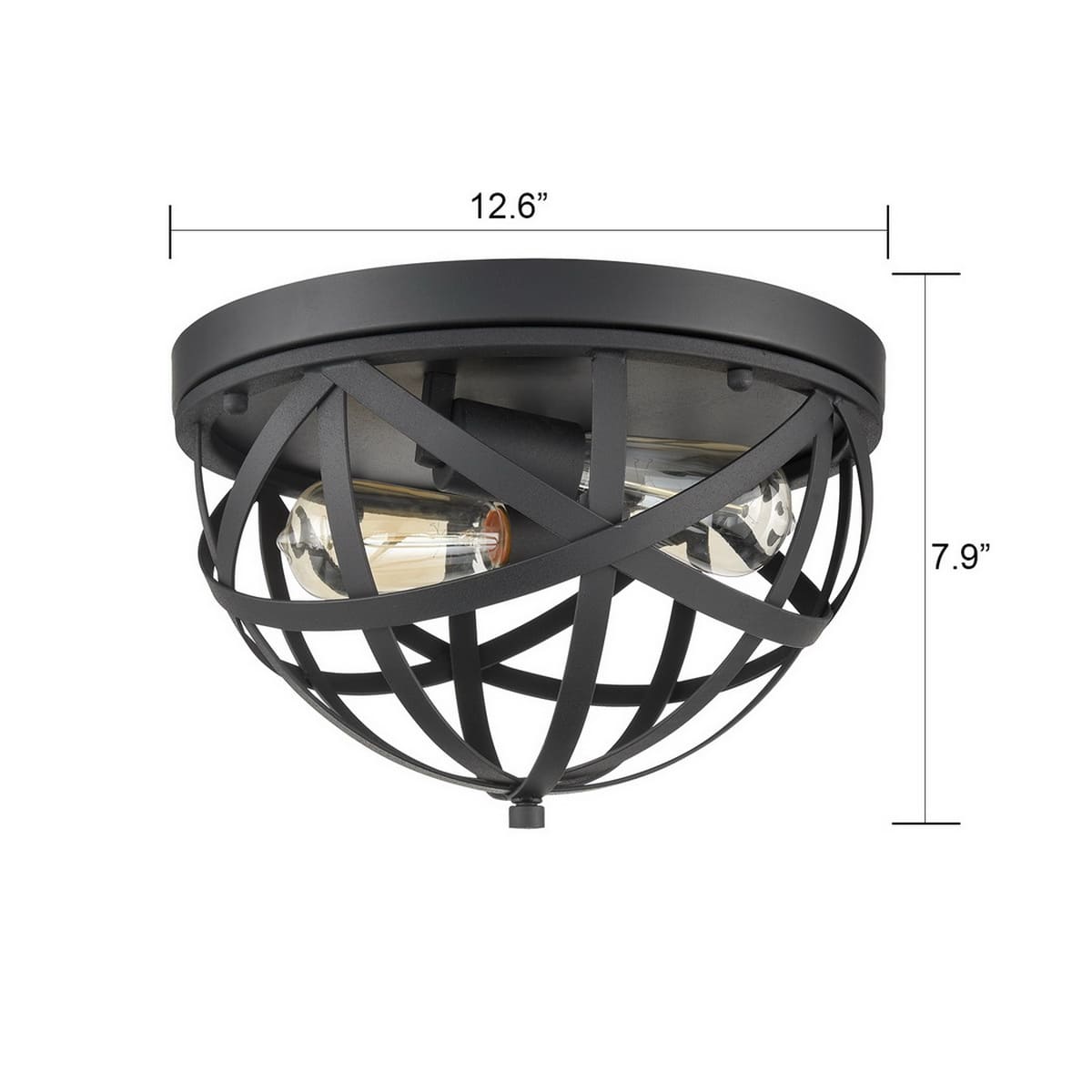 Industrial Black Dome Cage Ceiling Light-2 Light Fixture