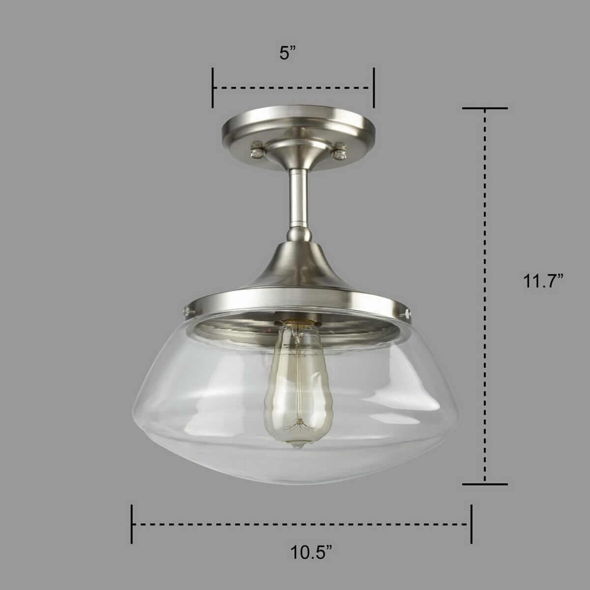 Modern Brushed Nickel Semi Flush Mount Ceiling Light