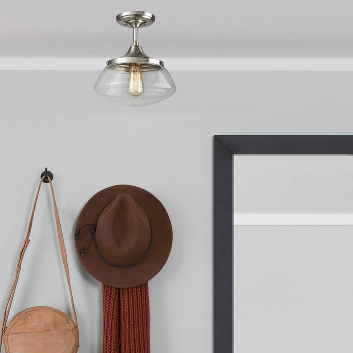 Modern Brushed Nickel Semi Flush Mount Ceiling Light