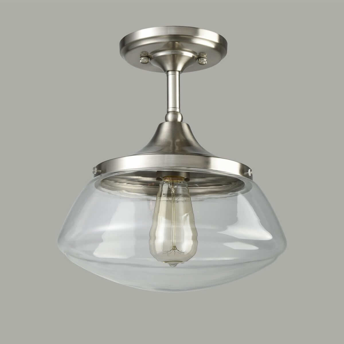 Modern Brushed Nickel Semi Flush Mount Ceiling Light