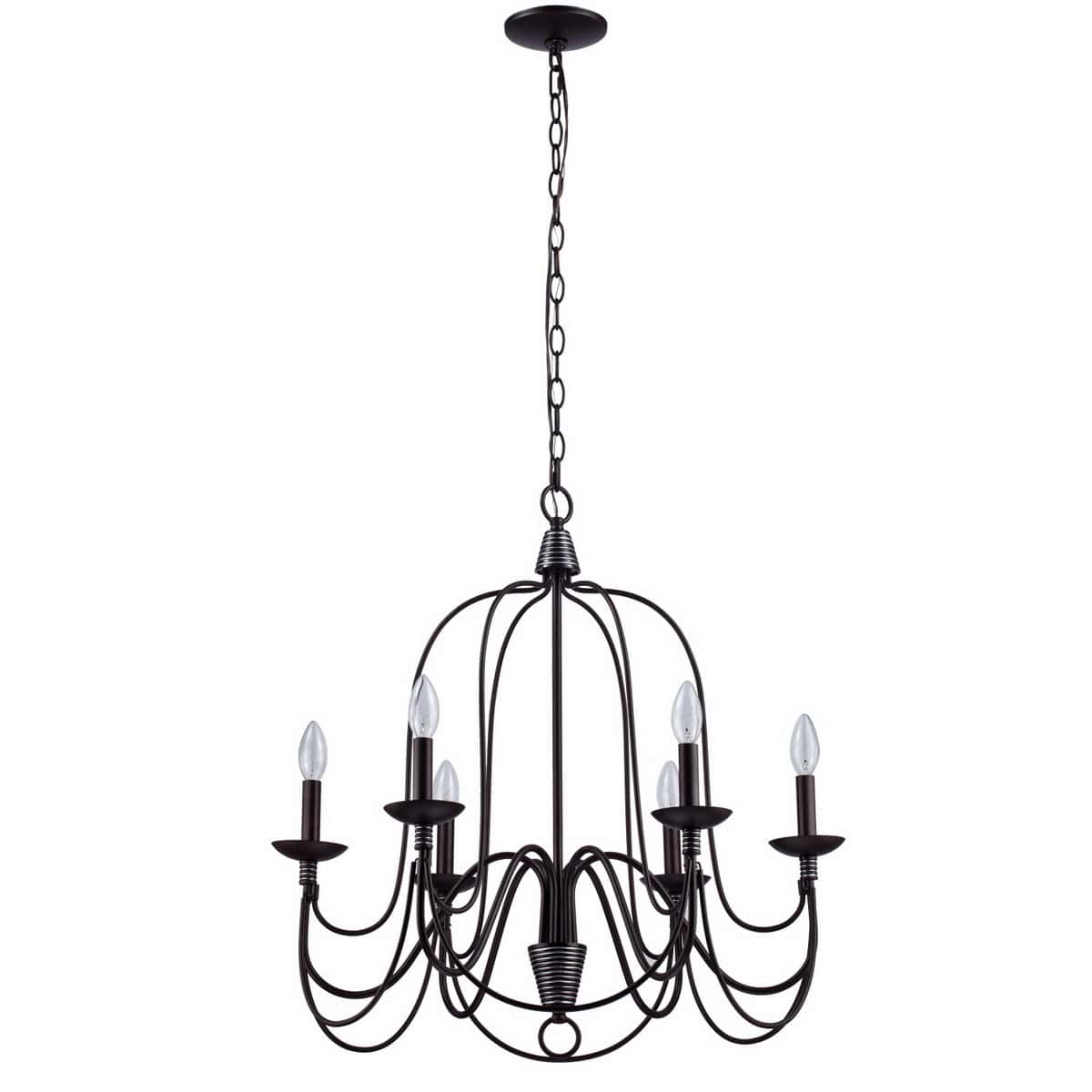 Industrial Bronze Candle Chandelier 6-Light Dining Room Fixture