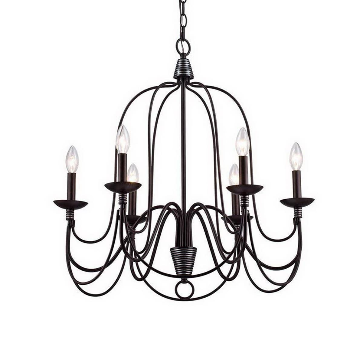 Industrial Bronze Candle Chandelier 6-Light Dining Room Fixture