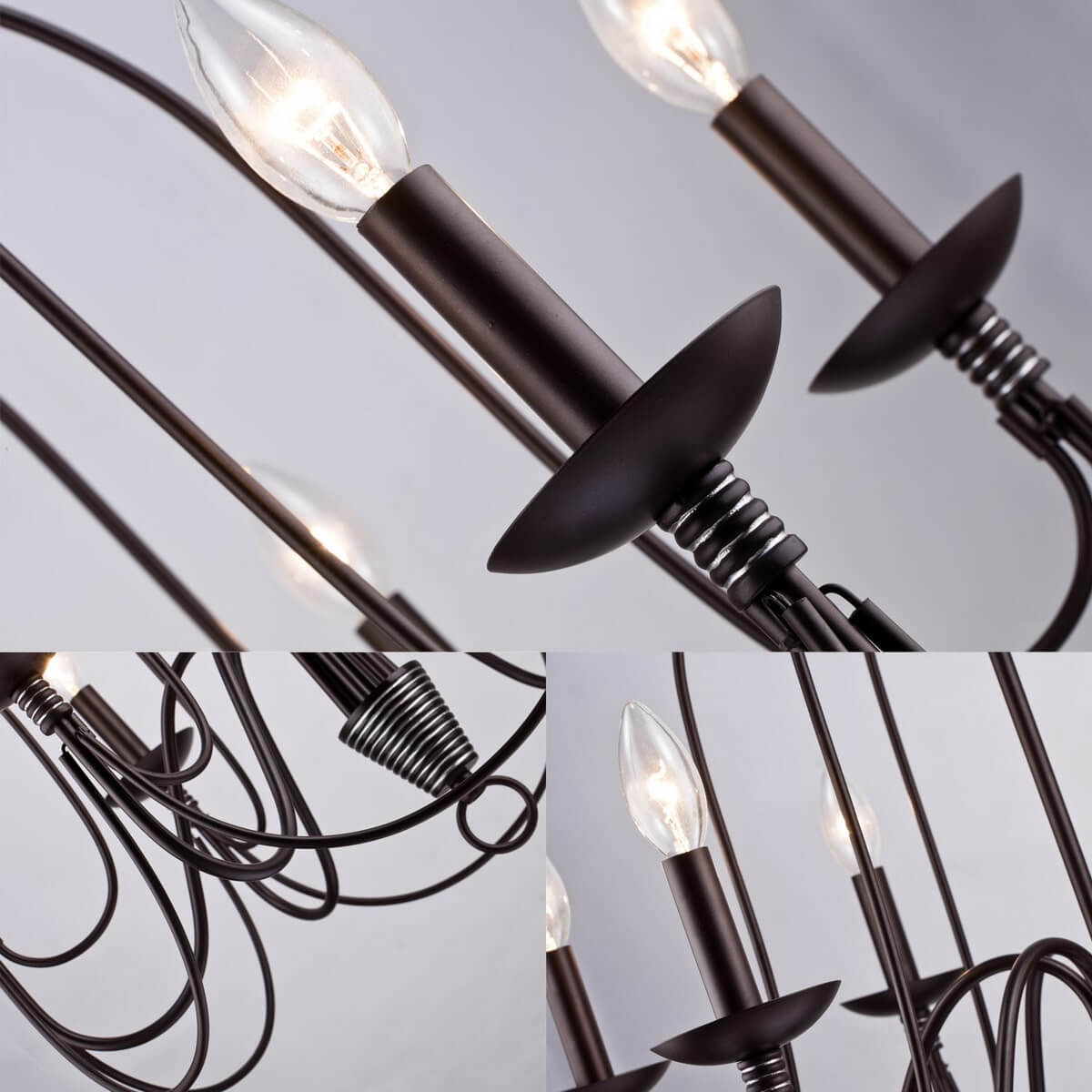 Industrial Bronze Candle Chandelier 6-Light Dining Room Fixture