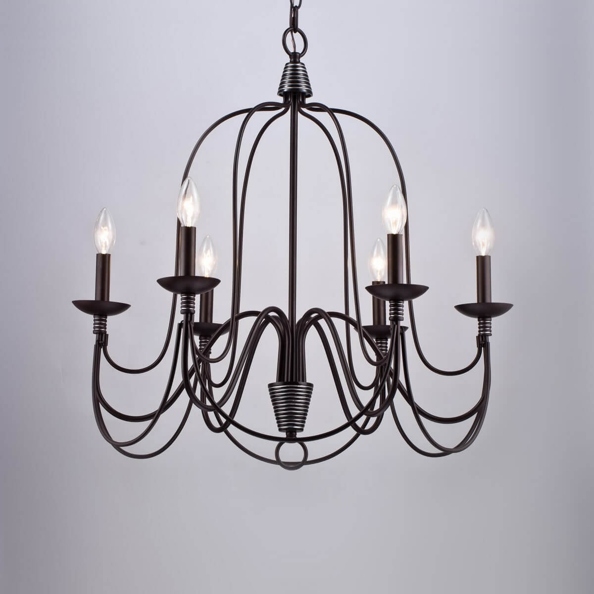 Industrial Bronze Candle Chandelier 6-Light Dining Room Fixture
