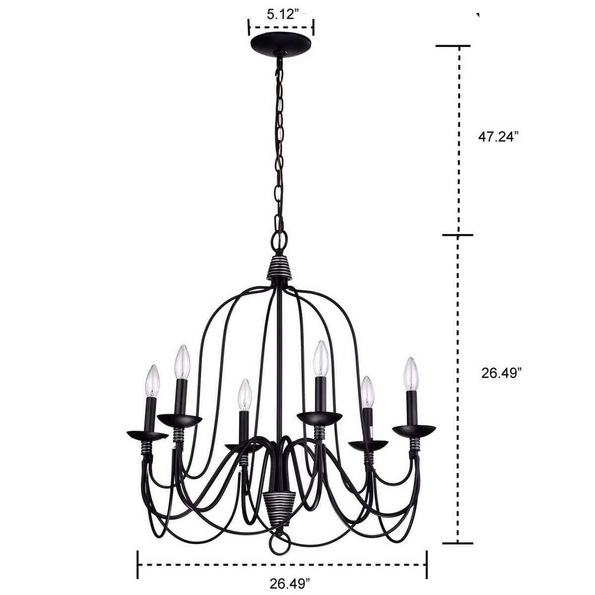 Industrial Bronze Candle Chandelier 6-Light Dining Room Fixture