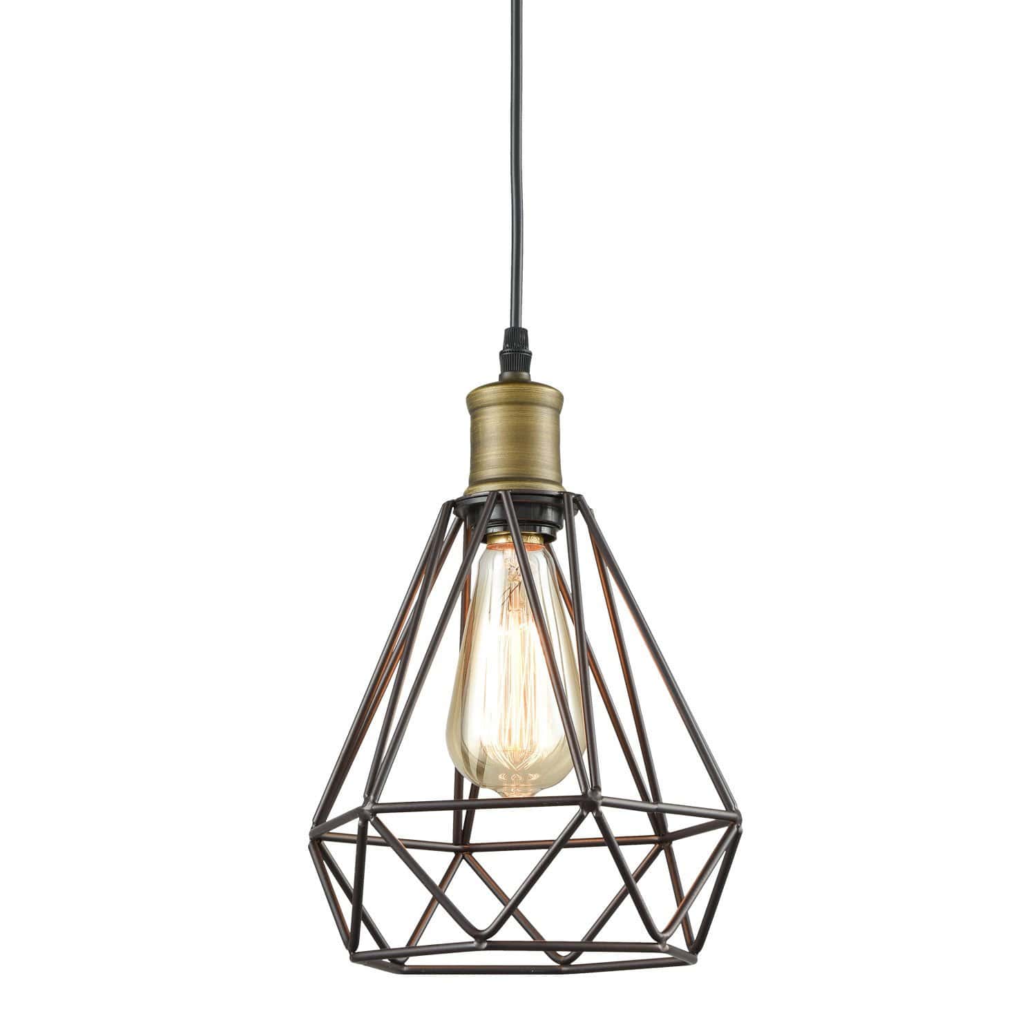 Farmhouse Polygon Wire Cage Hanging Kitchen Pendant Light