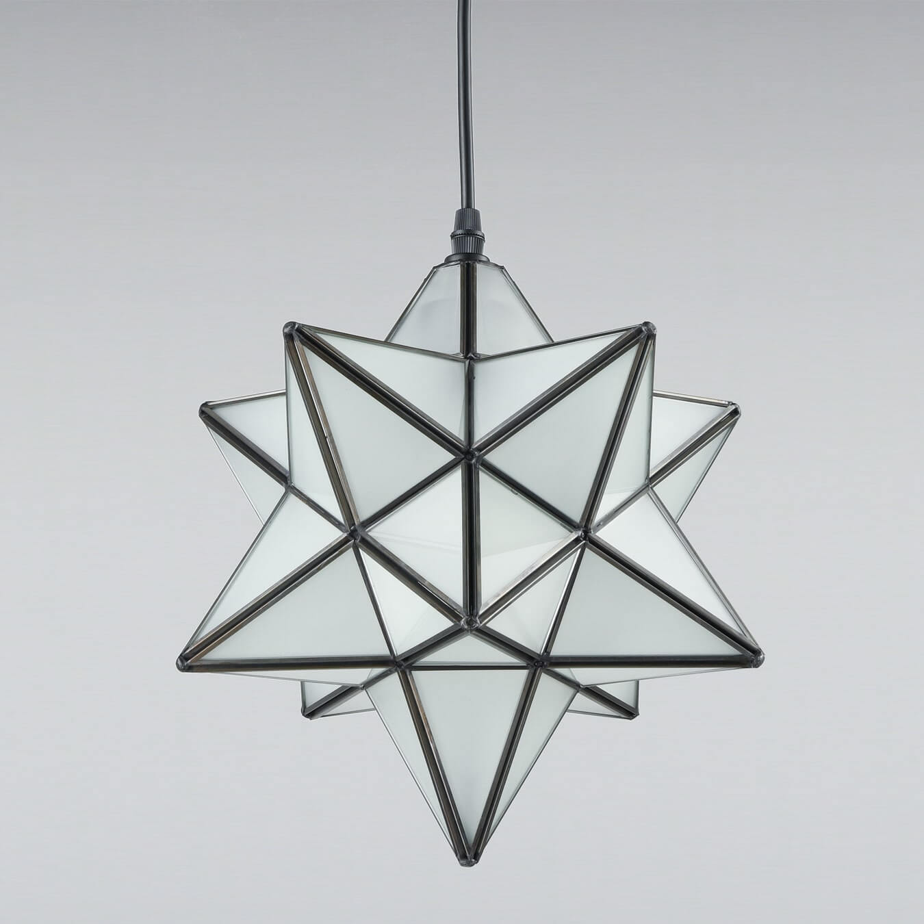 Moravian Star Pendant Light Chandelier Frosted Glass Shade 12”