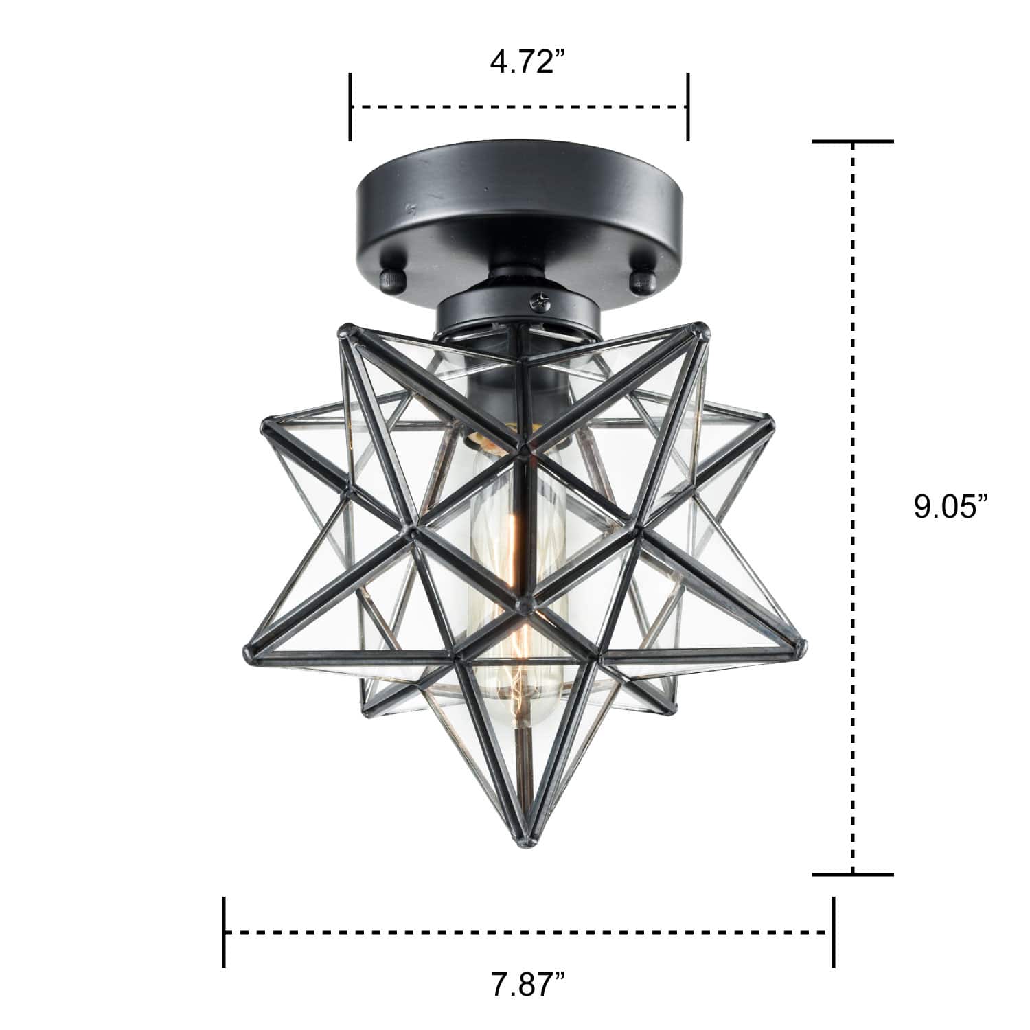 Industrial Moravian Star Ceiling Light with Clear Glass 8 Inches