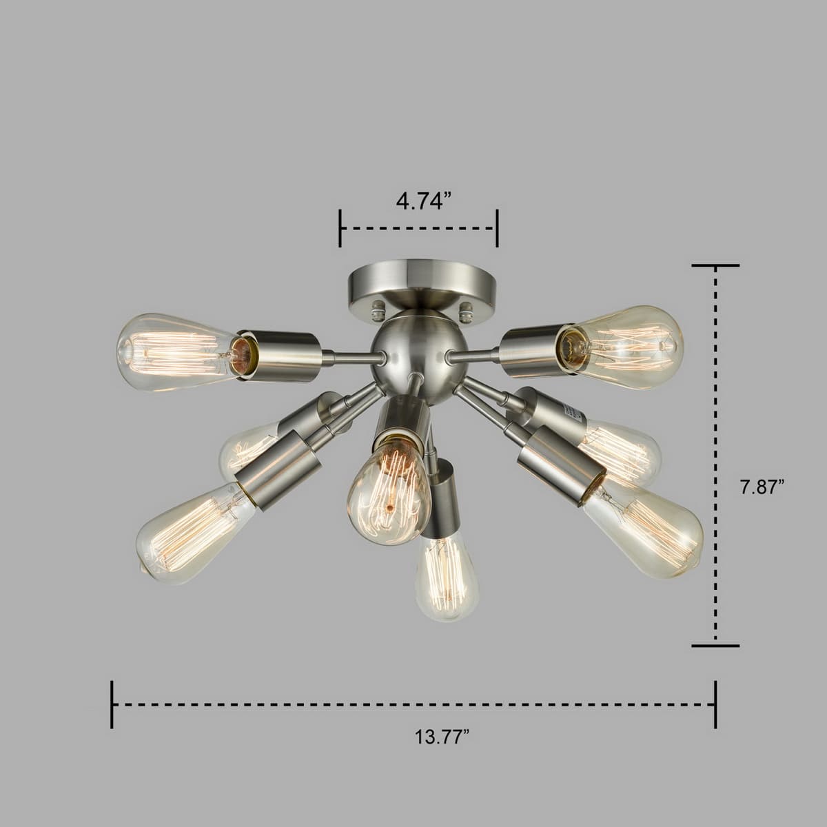 Modern Sputnik Ceiling Light 8-light Brushed Nickel Fixture