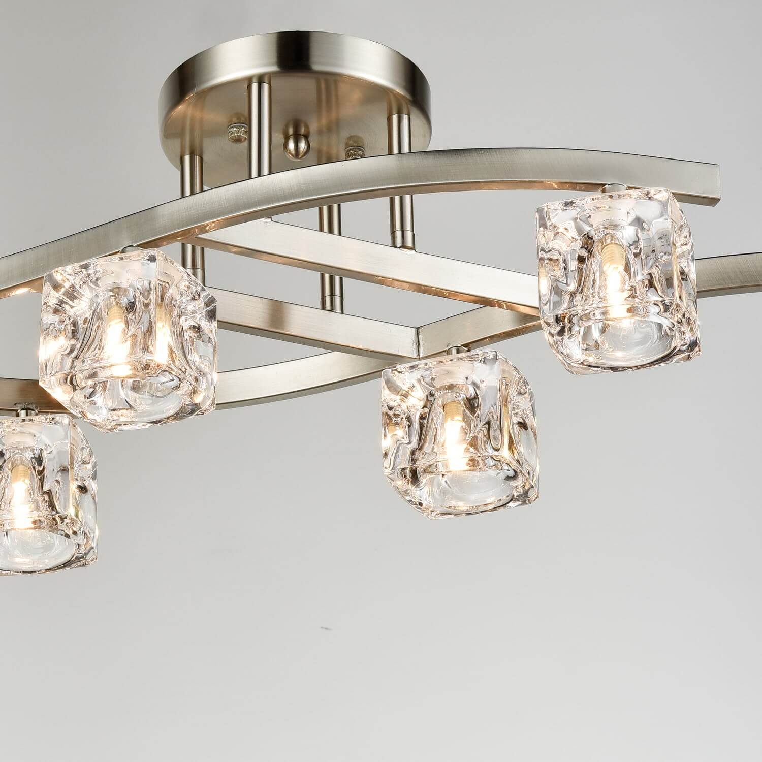 Modern Crystal Ceiling Lights Brushed Nickel-6 Light